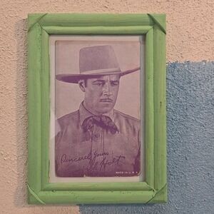 VTG Jack Holt Cowboy Postcard Purple Photo Print Sig Made In USA Green Frame 4x6